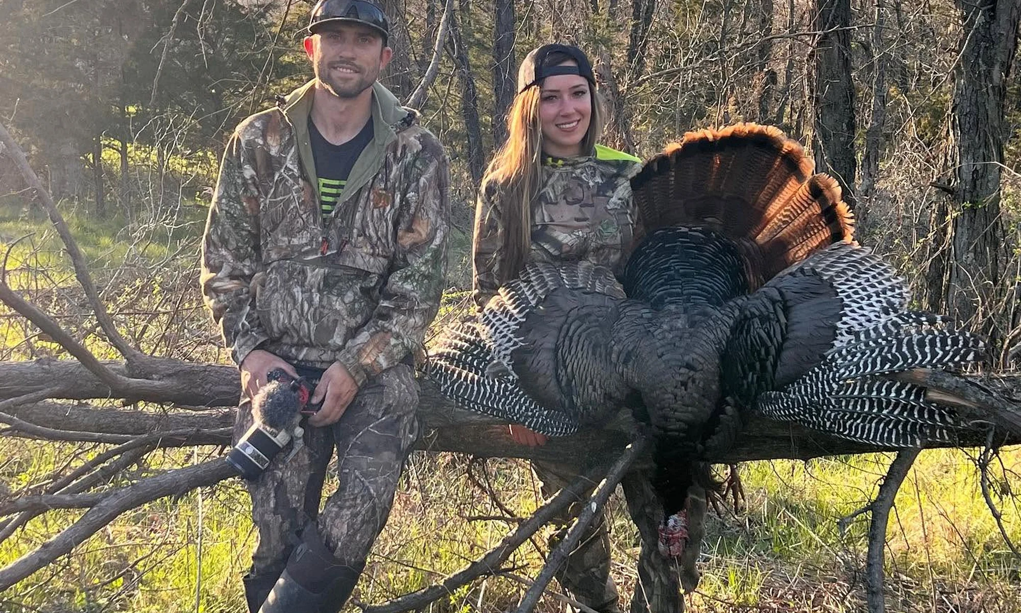Kaleb Greiner and Casey Murrey with a spring turkey in southern Iowa